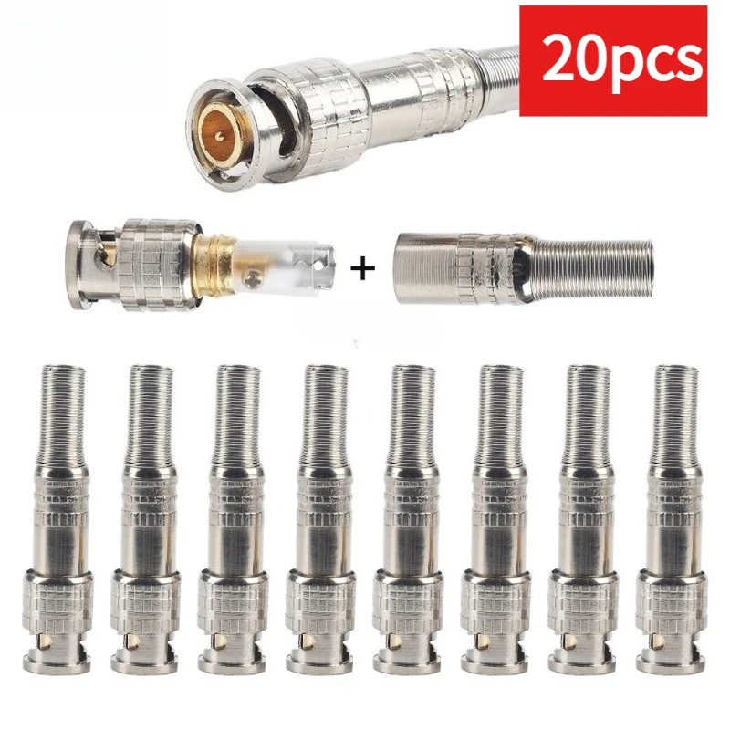 20PCS Q9 BNC Male Connectors for RG59/RG6 Coaxial Cables Solderless Screw-On Design CCTV/Security Camera Easy Quick Installation