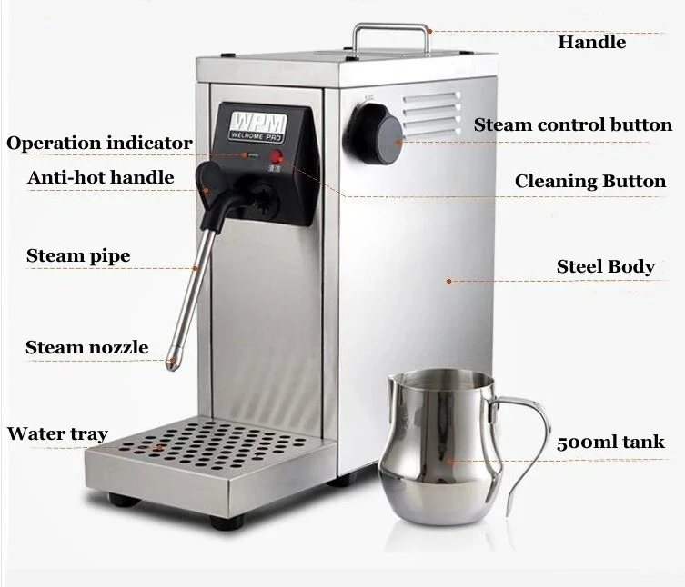 220V Commercial Fully Automatic Pump Pressure Steam Milk Frother Foam Machine for Coffee Shop Coffee Making