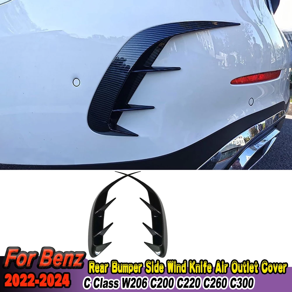 Rear Bumper Side Wind Knife Air Outlet Cover For Mercedes Benz C Class W206 C200 C220 C260 C300 2022-2024 Side Splitter Spoiler