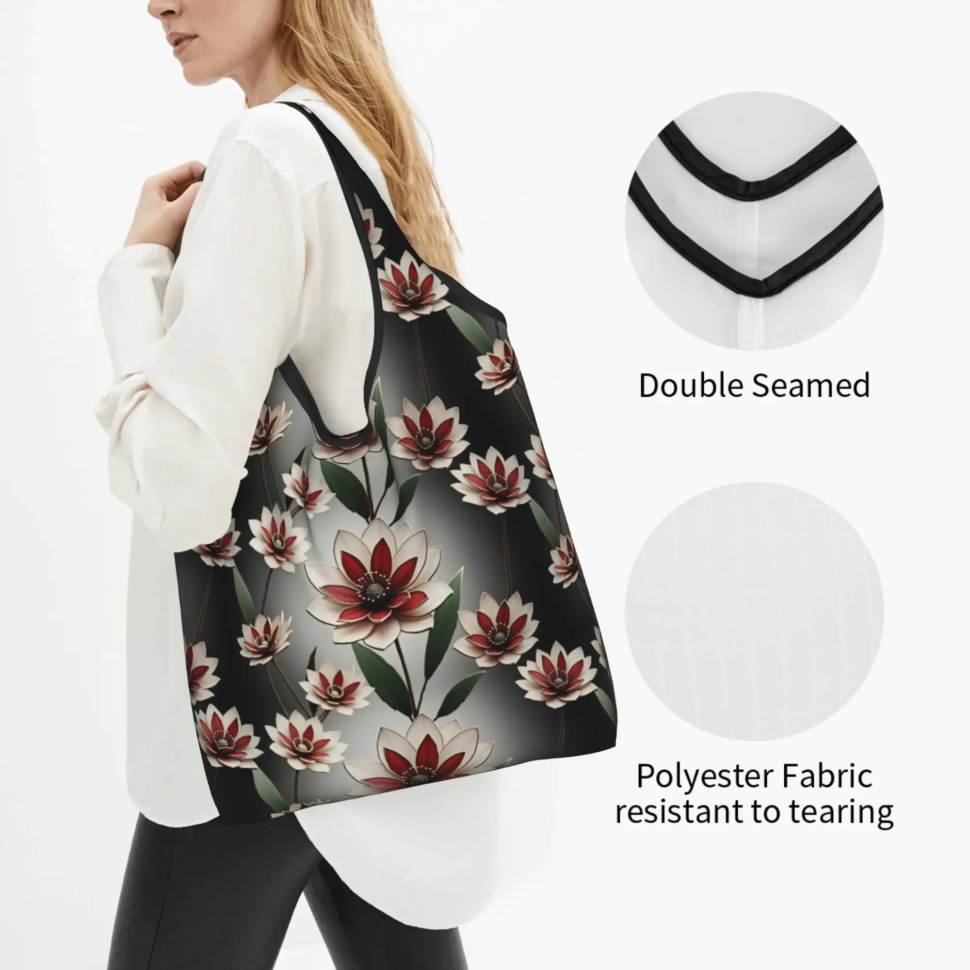 Recycling Luxury High 3D Floral Shopping Bag Women Tote Bag Portable Fashion Trend 3D Flowers Grocery Shopper Bags