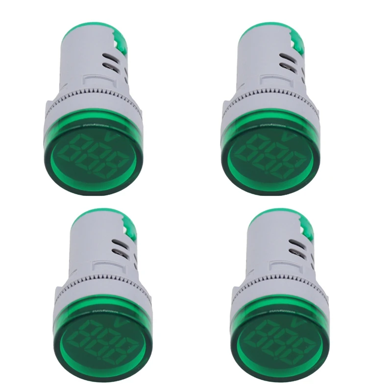 B62B Digital Display Voltmeter AC 12-500V Round LED Voltage Meter Indicator for Home Industrial Use 1PCS Green