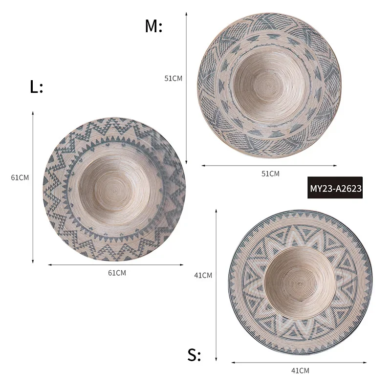 round wall background decoration factory guest restaurant pastoral ethnic style bamboo hand-painted wall