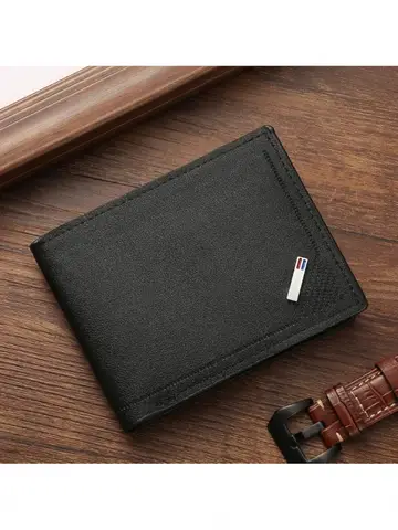 Men's leather short wallet thin wallet foldable minimalist soft leather wallet