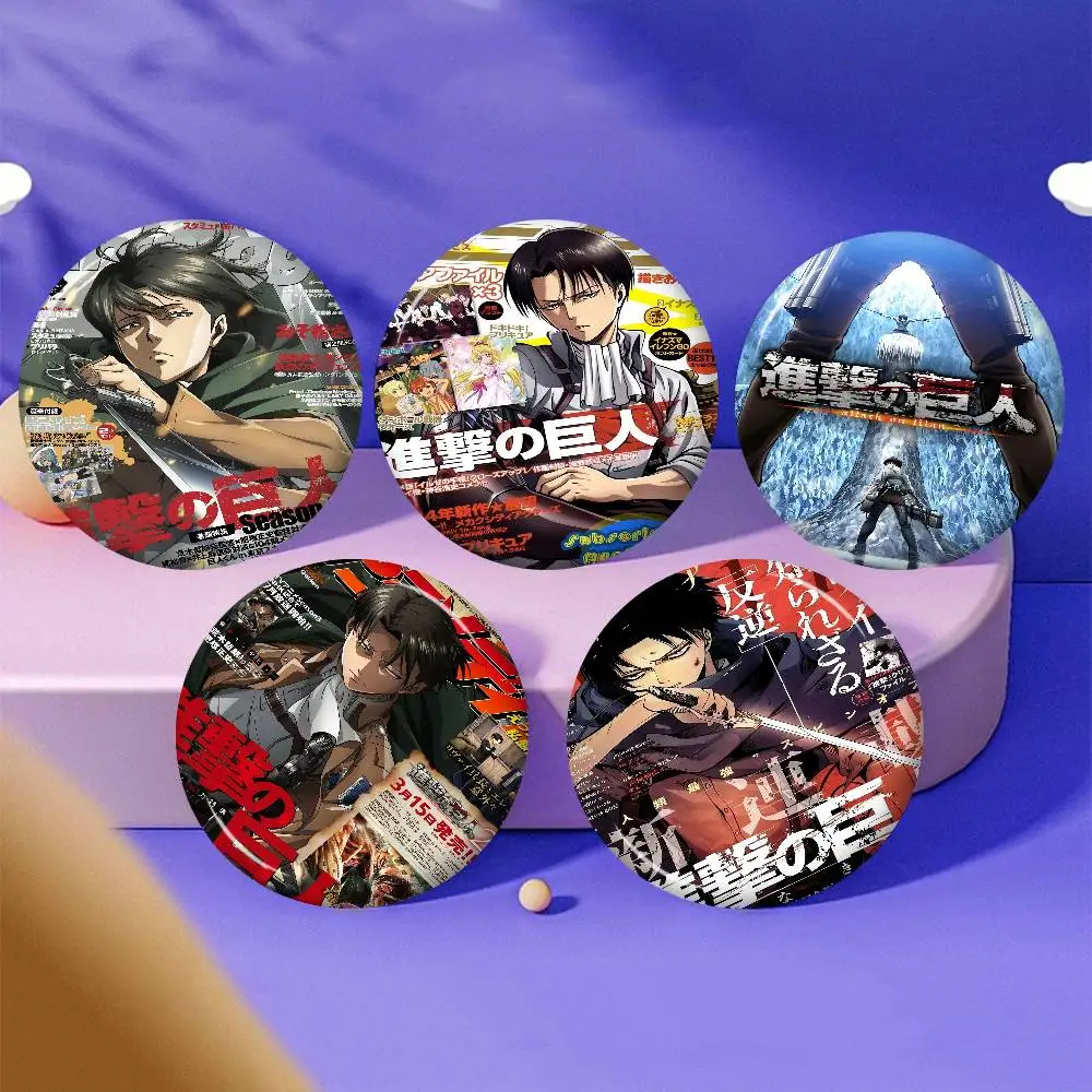 Shingeki No Kyojin Round Button Pins Slogan Creative Brooches Backpack Clothes Decoration Fashion Cartoon Jewelry Gifts