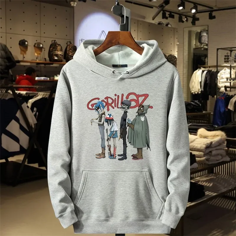 Music Band Gorillaz PUNK ROCK Sweater Men Cartoon Pattern Hooded Top Leisure and Trendy Clothes Vintage Y2K Clothing