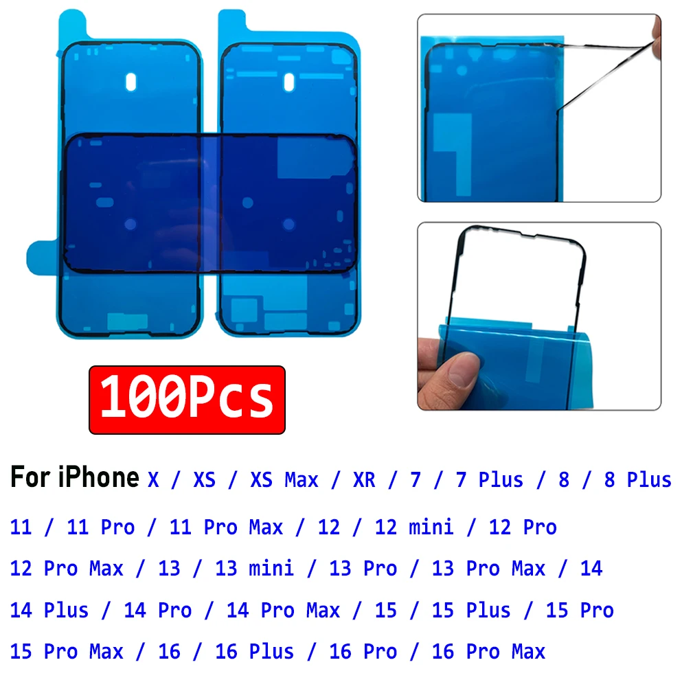 100Pcs，For IPhone 13 12 mini 11 Pro Max X XR XS 14 7 8 15 16 Plus 17 Waterproof Adhesive Sticker Glue LCD Display Screen Tape