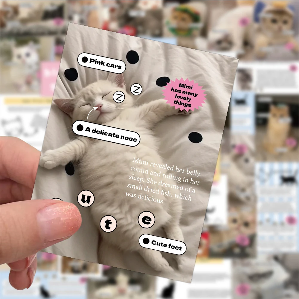 10/30/60pcs Korean Ins Style Cat Meme Stickers Cute Aesthetic Sticker DIY Scrapbook Luggage Phone Case Kawaii Kitten Decals Gift - view 5