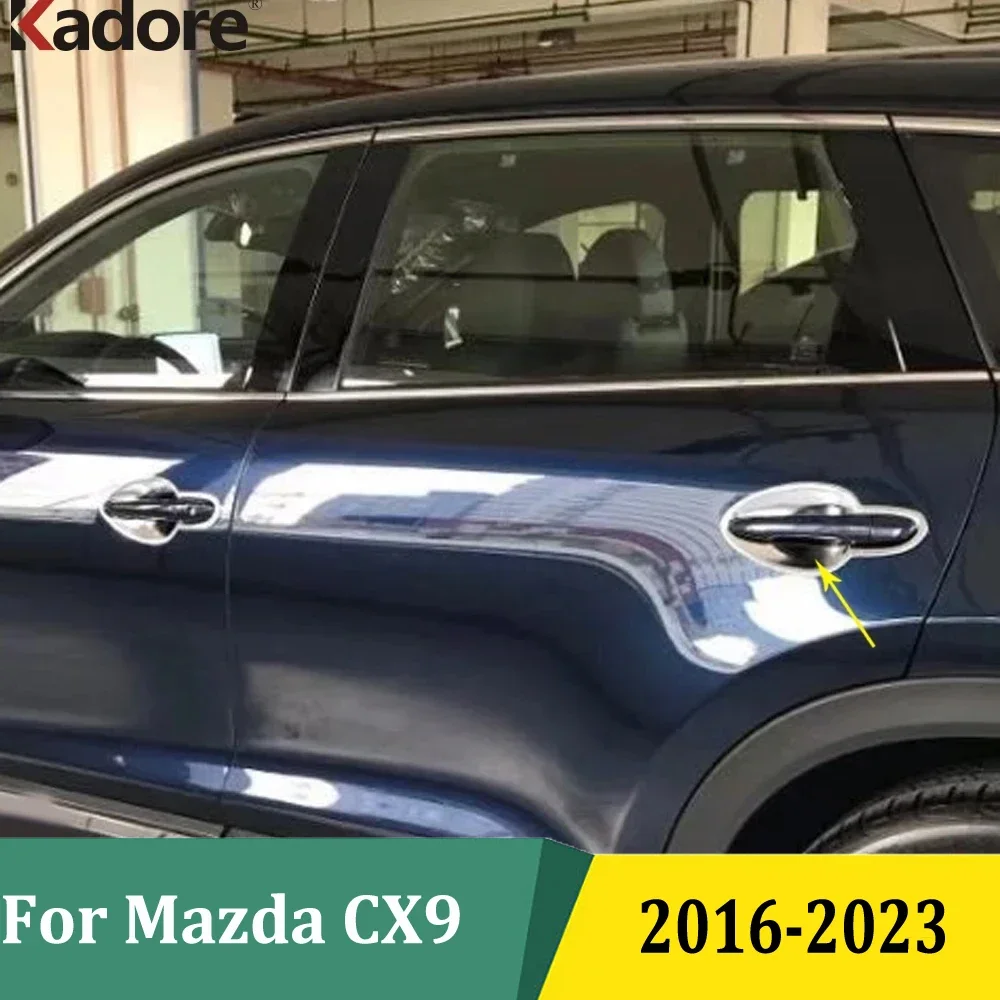 For Mazda CX9 CX-9 2016-2019 2020 2021 2022 2023 Chrome Side Door Handle Bowl Cover Trim Sticker Syling Exterior Car Accessories