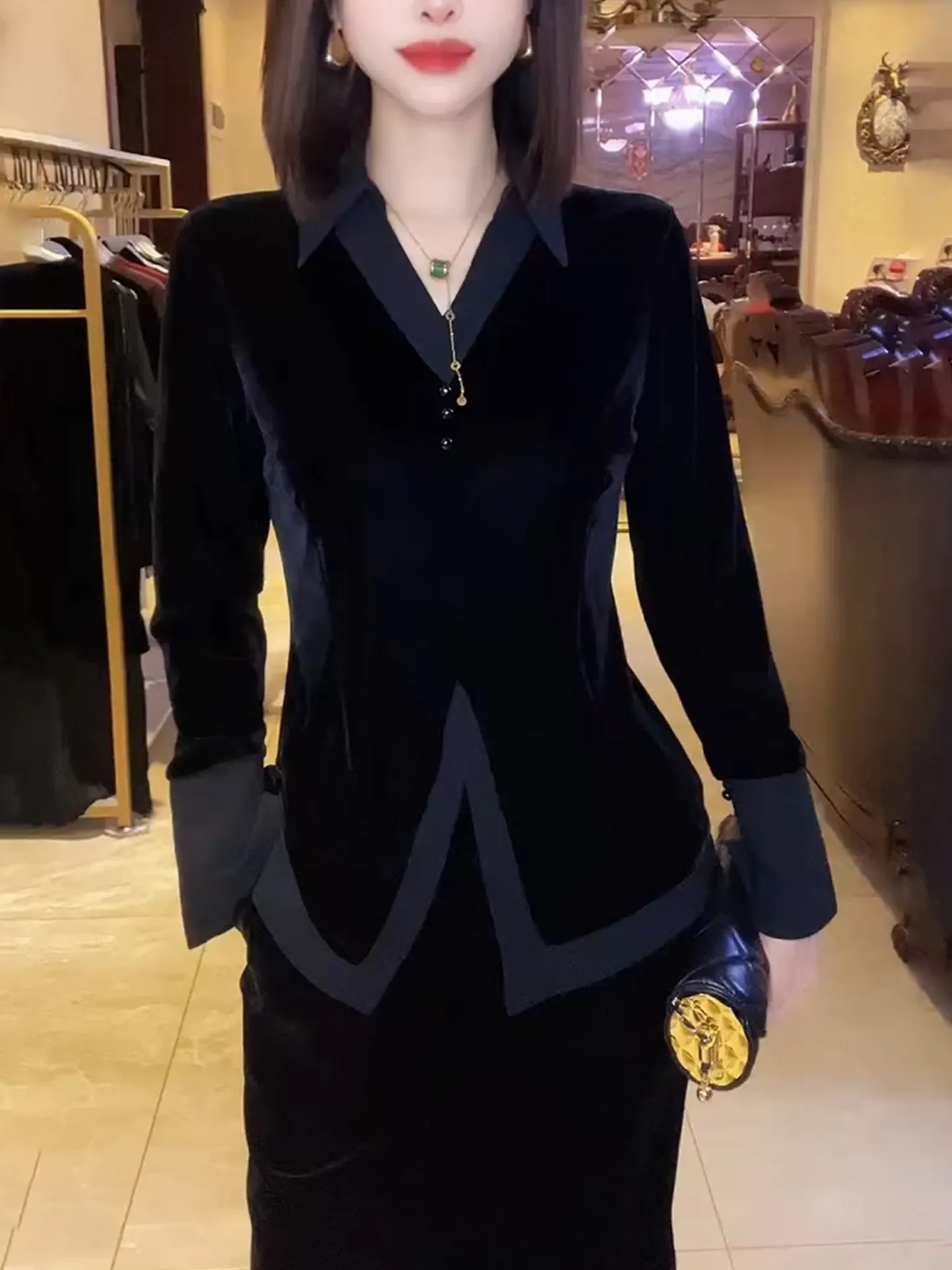 

Женская вельветовая рубашка Koja с длинным рукавом, весенняя, с отложным воротником, приталенная, модная, для офиса, приталенного кроя, в корейском стиле