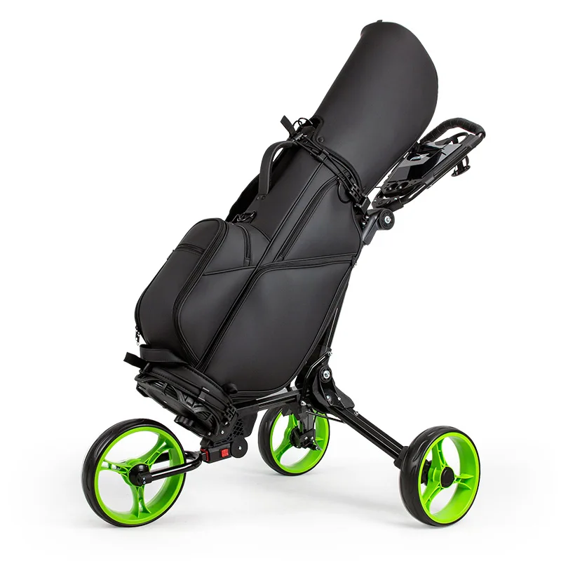 PLAYEAGLE 3 Wheels Golf Trolley Pull Push Cart With Umbrella Holder Foldable Aluminum Alloy Lightweight Golf Bag Cart
