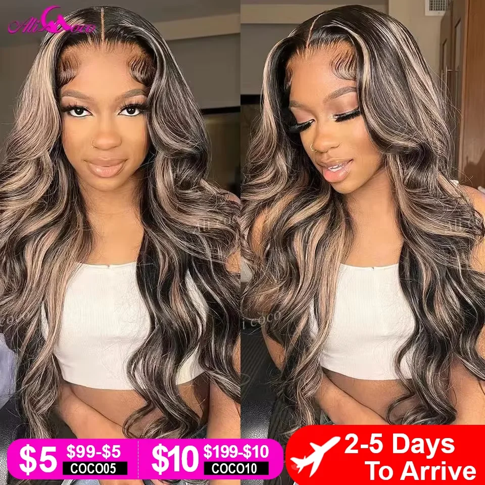 Обновленный блондинка, мелированный парик, человеческие волосы 13x4, 13X6, кружевные фронтальные парики для женщин, плотность 180%, мелирование, объемная волна, парики из человеческих волос