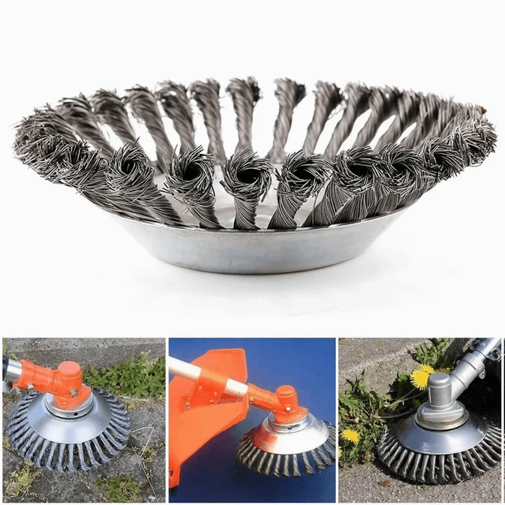 6 Inch Steel Wire Wheel Brush Disc Weed Brush Cutter Head Garden Weed Brush Lawn Mower Universal Grass Trimmer Heads Cutter Tool