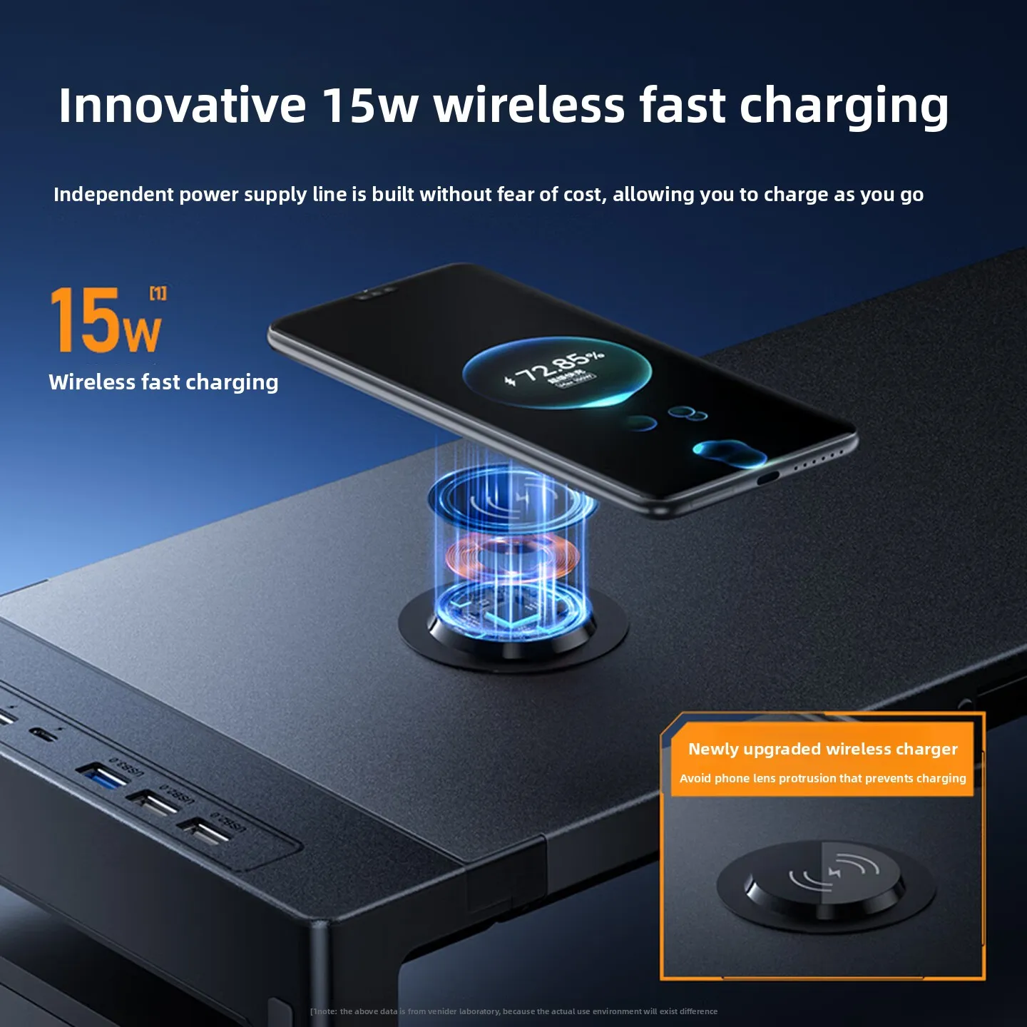 Monitor Stand Riser Adjustable Metal Desktop Organizer Wireless Charging USB 3.0 Hub 80kg Load Support for Laptop Office Use