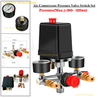 90-120PSI Air Compressor Pressure Switch Manifold Regulator Gauges Air Compressor Pressure Switch Control Aluminum Alloy Bracket