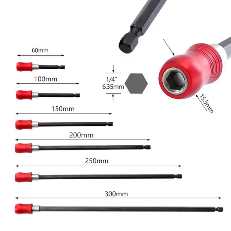 Batang penghubung magnetik 6.35mm batang ekstensi pengunci otomatis batang adaptor driver bor listrik batang ekstensi lengan kepala batch