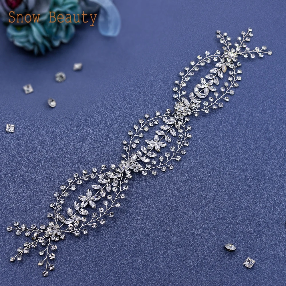 DZ049 Accessori per capelli da sposa in argento Gioielli per feste Fiore Copricapo da donna Tiara Fasce di cristallo Fascia per capelli principessa bohémien