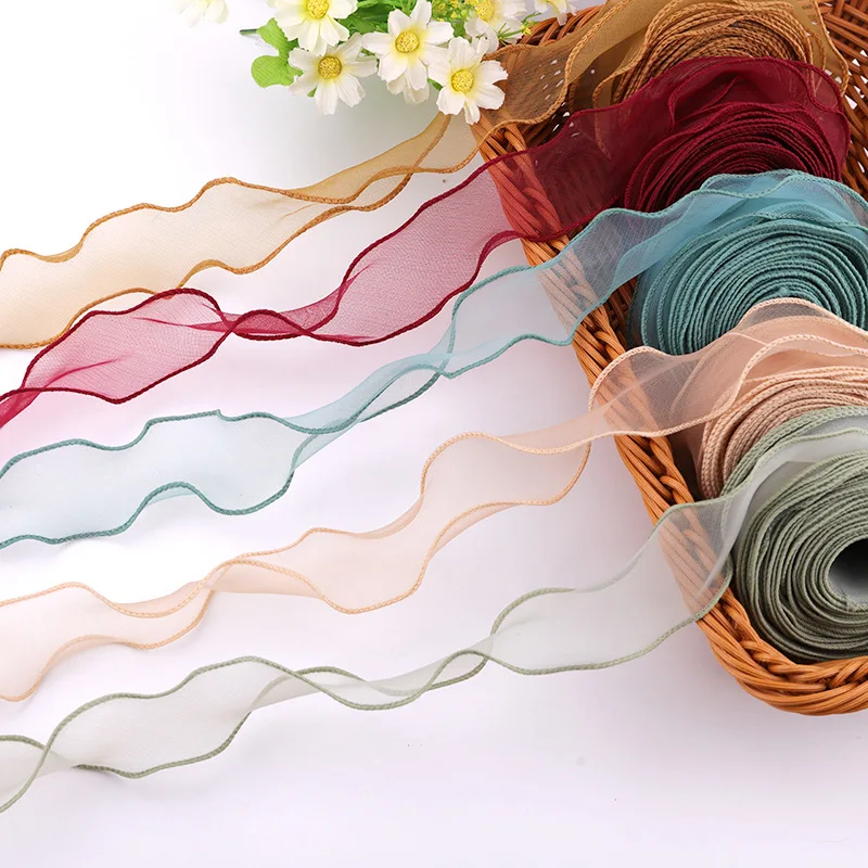 

1/2/5 Yards Solid Color Polyester Ribbon Wavy Lace Handmade DIY Apparel Sewing Product 4 CM Colorful Lace Clothing Accessories