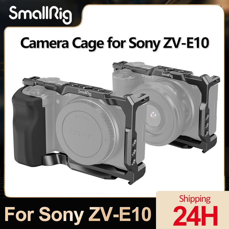 Jaula de cámara SmallRig para Sony ZV-E10, Kit de jaula de pájaros de mano con mango de jaula de silicona y placa de liberación rápida Arca para