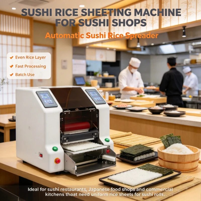 Customized Sushi Rice Sheet Forming Machine Stainless Steel Tabletop Easy Cleaning  Automatic Sushi Rice Spreader Sheeter
