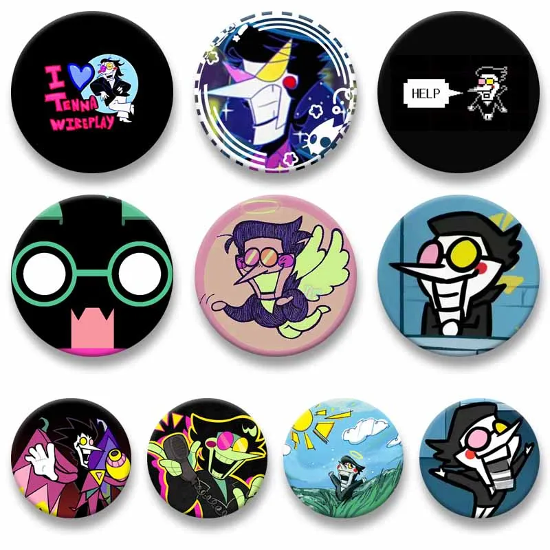 Spamton Soft Button Pins Cartoon Game Funny Brooches for Collar Bag Shoes Round Cosplay Badges Party Gifts Jewelry Accessories