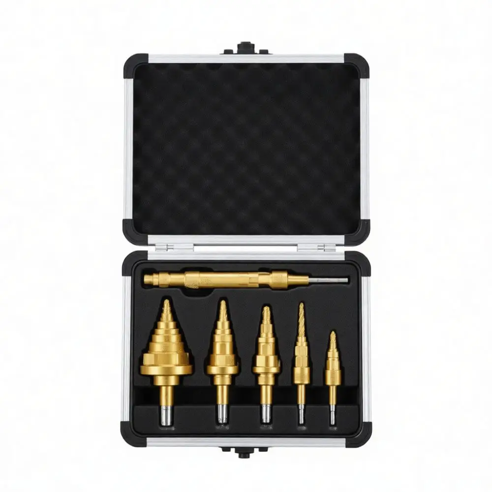 6 Titanium Coated Step Drill Bit Hex Shank Hole Opener Woodworking Carpentry Tool Metal Working Accessory Power Bit Kit
