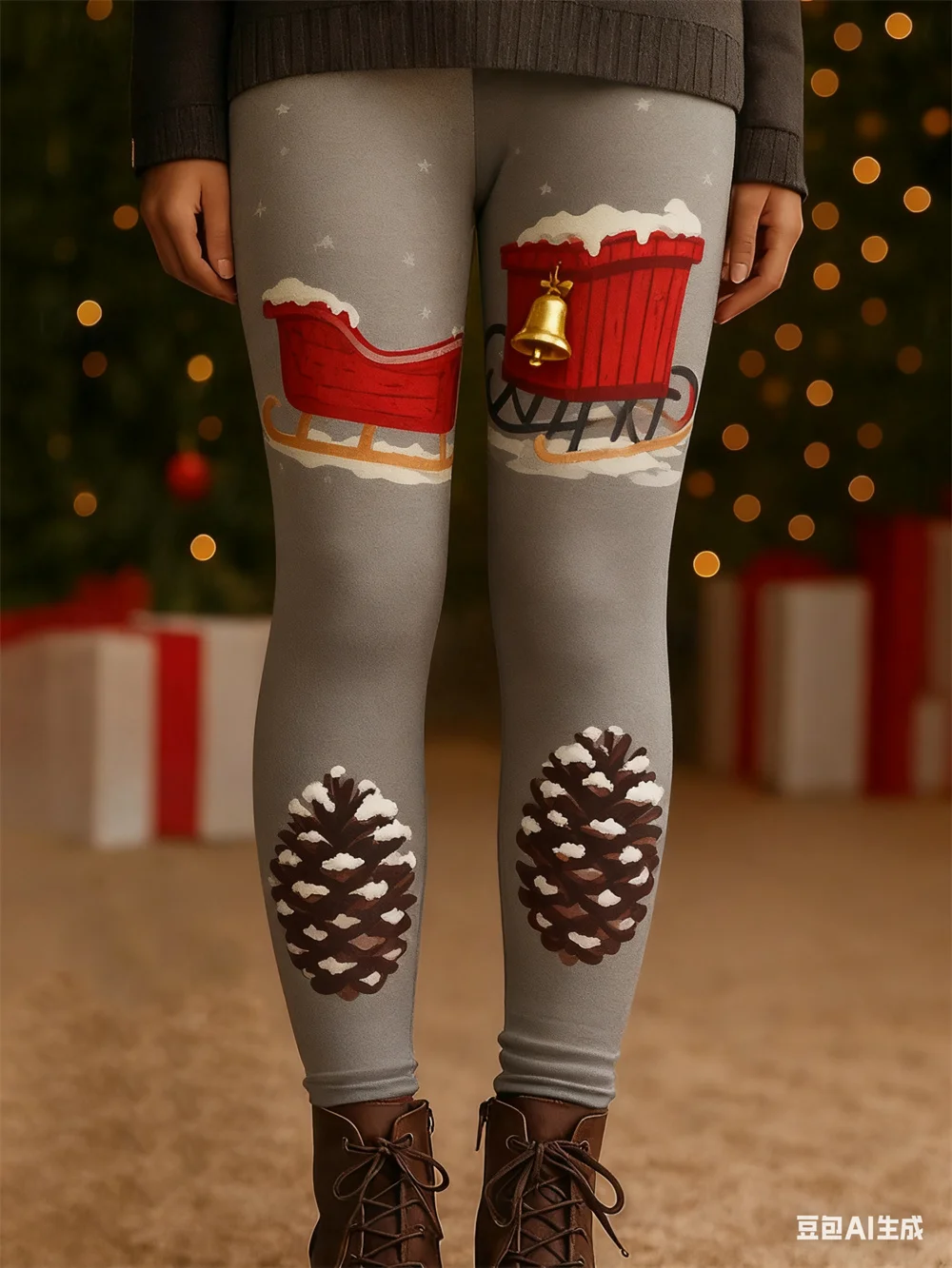 Spodnie damskie Świąteczna atmosfera Moda Spodnie świąteczne Elastyczne spodnie do jogi Elastyczna talia Jesień Zima Odzież damska y2k