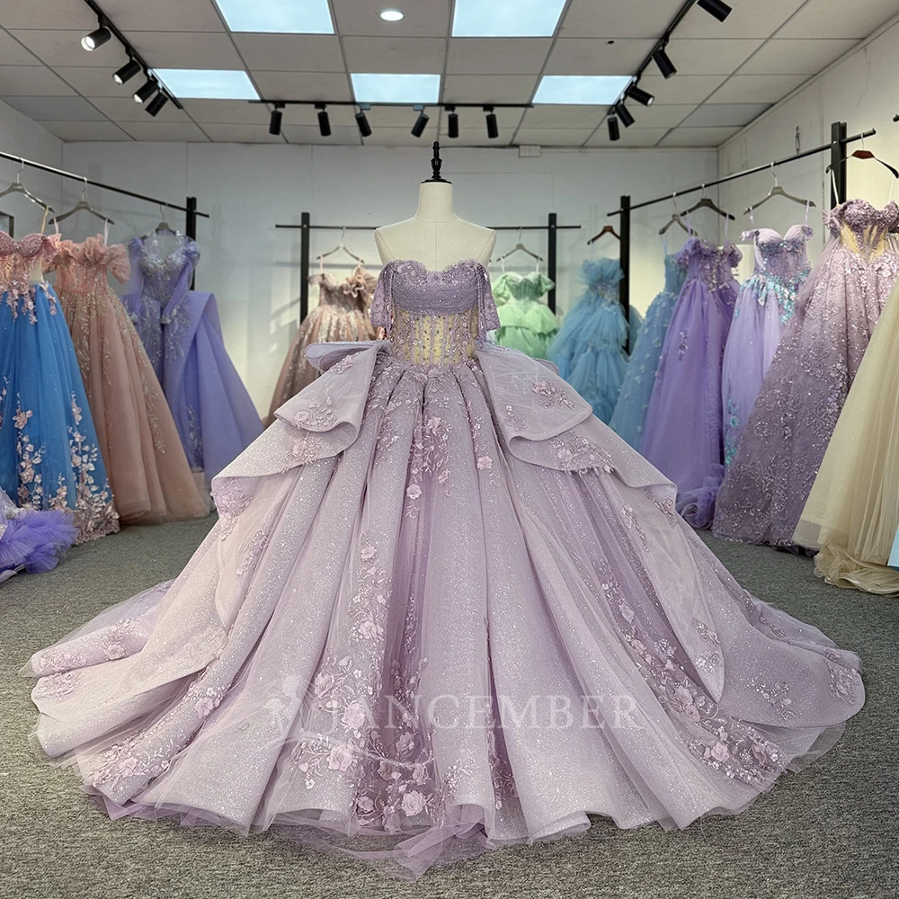 Attractive Tiered Dress Quinceanera Dresses 15 Ans Lacing Up Lace Appliques Off the Shoulder Customized Vestidos De 15 Customize