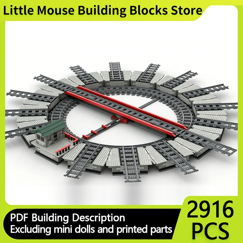 

City Street View Model MOC Building Bricks Train Circle Turntable Modular Technology Gifts Holiday Assemble Children Toys Suit