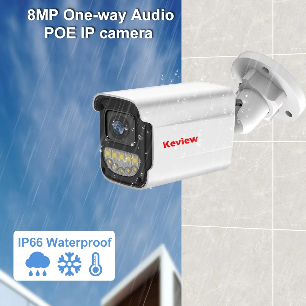 4K Poe Video Surveillance Camera IP Onvif Audio 48V POE Or DC 12V 4MP 8MP Night Vision Bullet WaterProof security camera for NVR