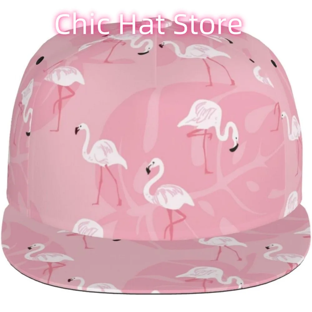 Sombrero Snapback con visera plana ajustable para hombres y mujeres, gorra de béisbol de hip hop, flamencos y flores rosas