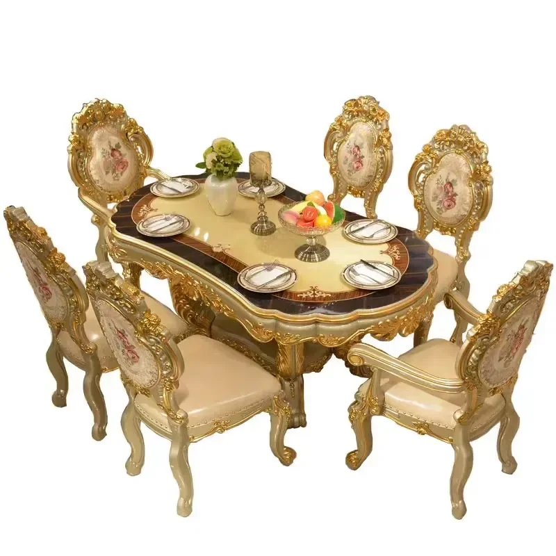 High Quality Italian Dining Room Furniture Dining set 6 seater Antique Small Dining Table With Chairs