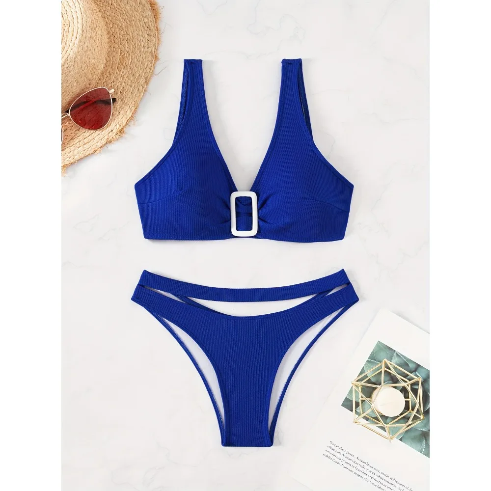 

Sexy Royal Blue Bikini 2025 Woman Swimsuit Two Pieces Swimwear Female Thong Bikinis Set Swimming Bathing Suits Brazilian Biquini