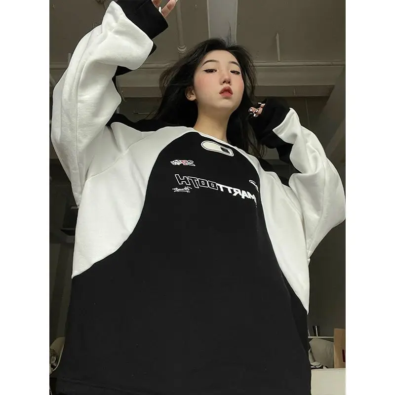 Y2K Women Vintage Korean Acubi Streetwear Aesthetic Tech Hoodies Harajuku Pullover Hippie Sweatshirt Grunge 2000s Tops Clothes