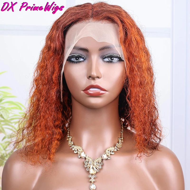 

200% Density Deep Wave 13x4 Lace Frontal Bob Wig Highlight Ombre Ginger Water Wave 100% Human Hair Wigs #4/350 Brazilian Virgin