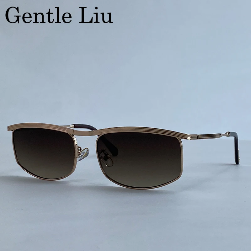 Oversized Rectangle Punk Sunglasses Men 2026 Luxury Brand Vintage Metal Frame Sun Glasses for Male Eyewear Outdoor UV400 Shades