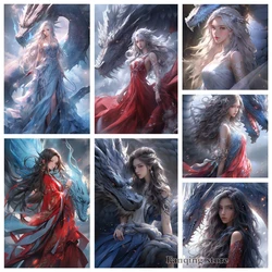 5D DIY Diamond Painting Ancient Dragon Woman Full Square Round Diamond Embroidery Fantasy Rhinestones Pictures Crafts Decor Home