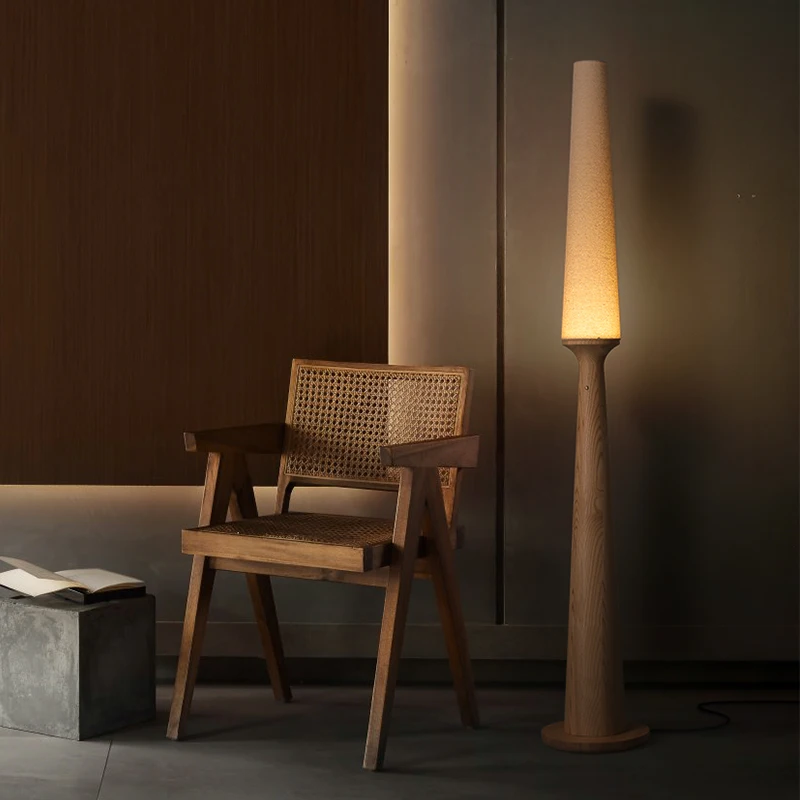 Lámpara de suelo a techo para sala de estar, arte de madera maciza, estilo chino, atmósfera antigua de alta gama, dormitorio, sala de estar, sofá, iluminación lateral