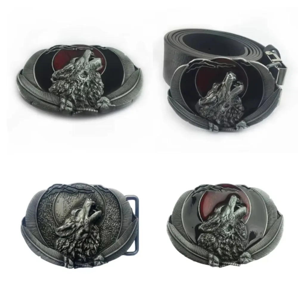 레트로 가죽 벨트 버클 합금 내구성 늑대 머리 벨트 버클 캐주얼 서부 카우보이 벨트 버클 맞는 4CM 벨트 최고의 남자 선물