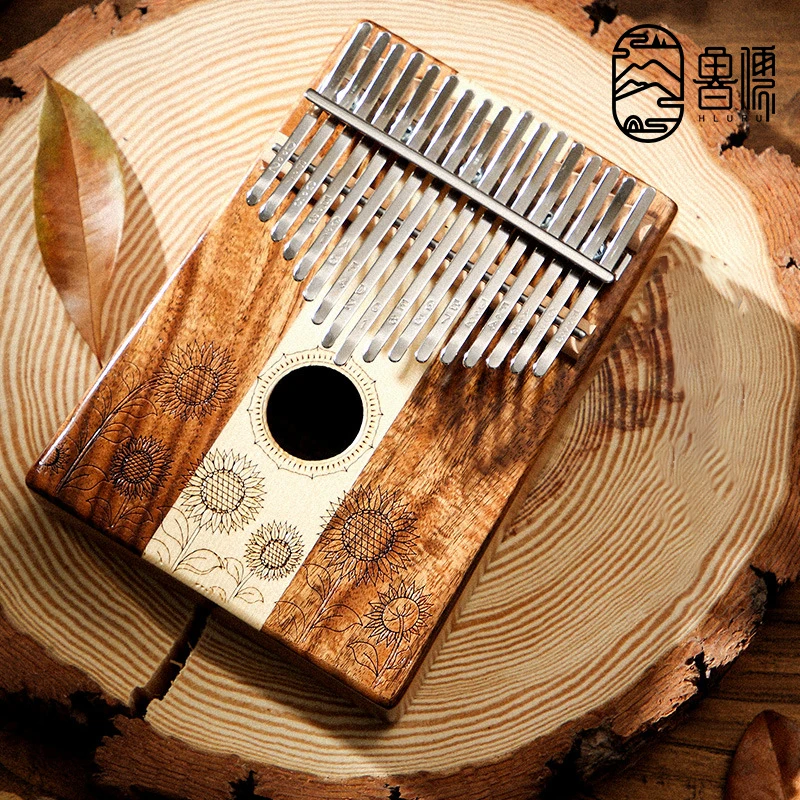 HLURU Music Instrument Kalimba 17 Key Professional Thumb Piano Solid Wood Veneer 17 Key Kalimba Finger Piano Portable Instrument