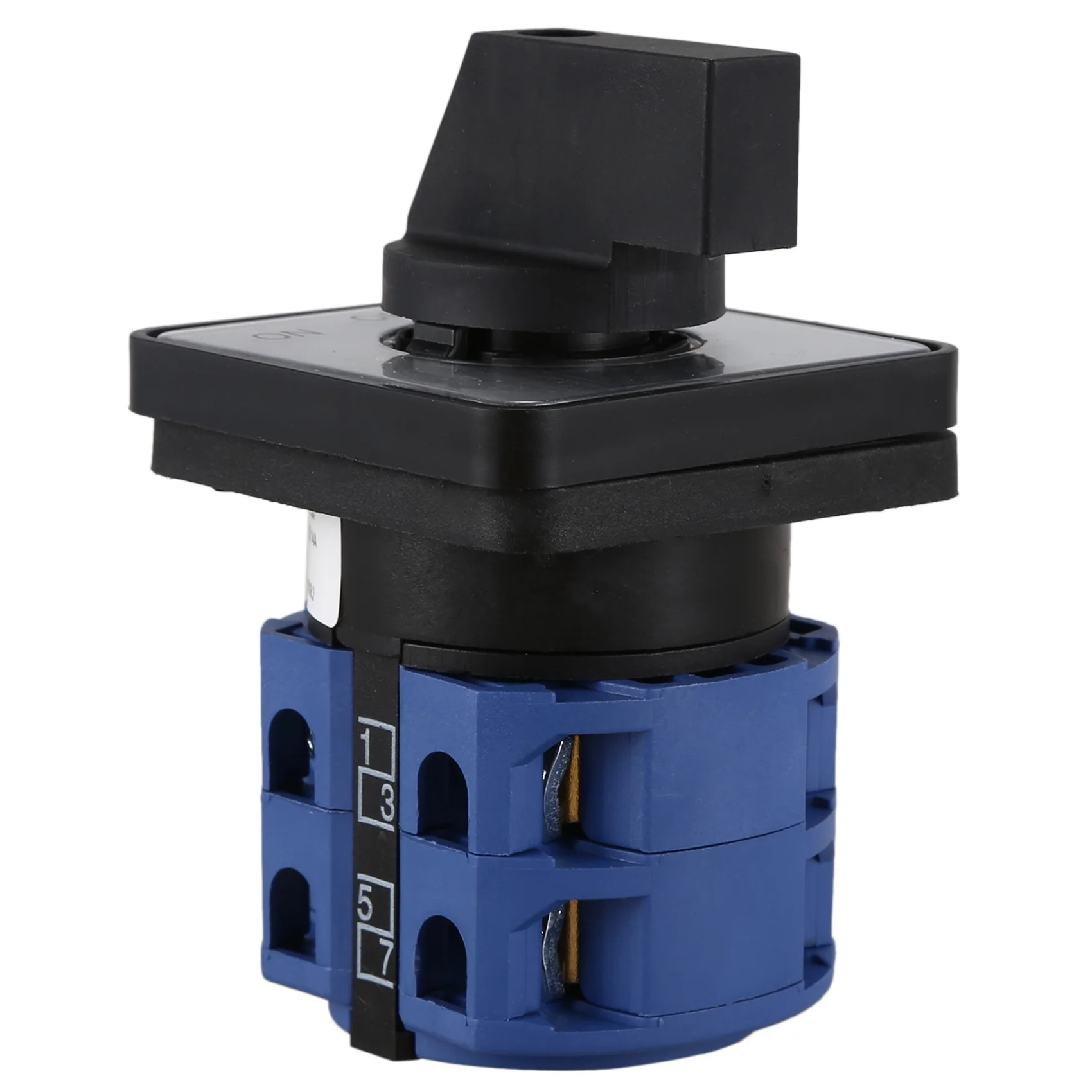 A02M-2X AC660V 25A 2-Pole 3-Position Momentary Plastic Rotary Changeover Switch Blue+Black