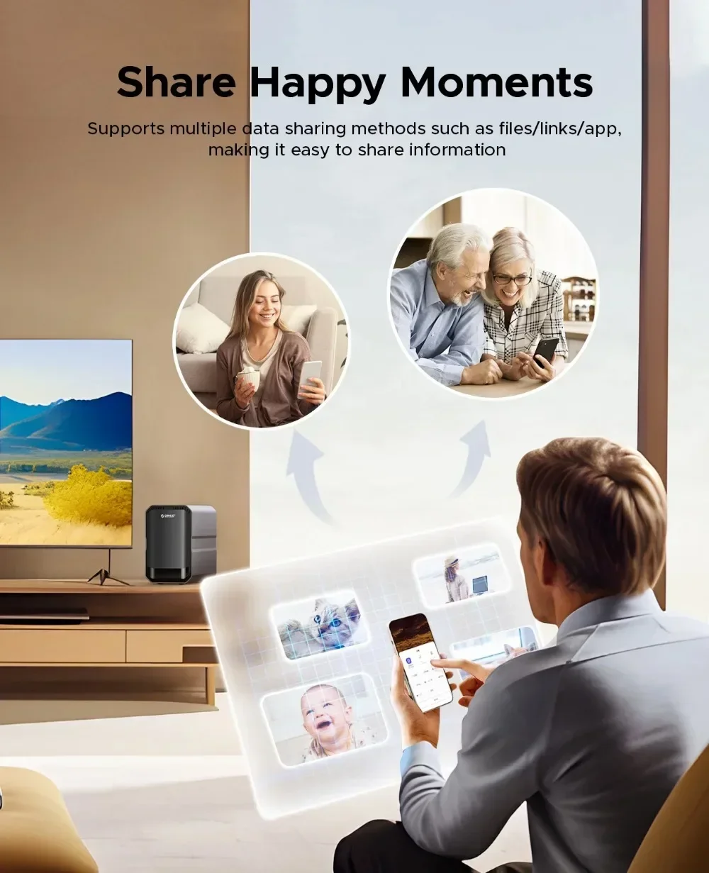 ORICO Nas Storage Home Storage 3,5" Dual-bay Typ-C NAS Home Multimedia Center Integrierte Festplatte Datenverschlüsselung Fernzugriff