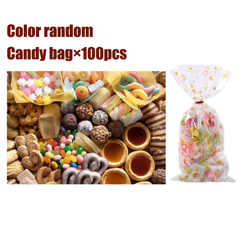 100 Pieces Pentagram Color Printing Packaging Bag Biscuit Packaging Tie Pocket Party Gift