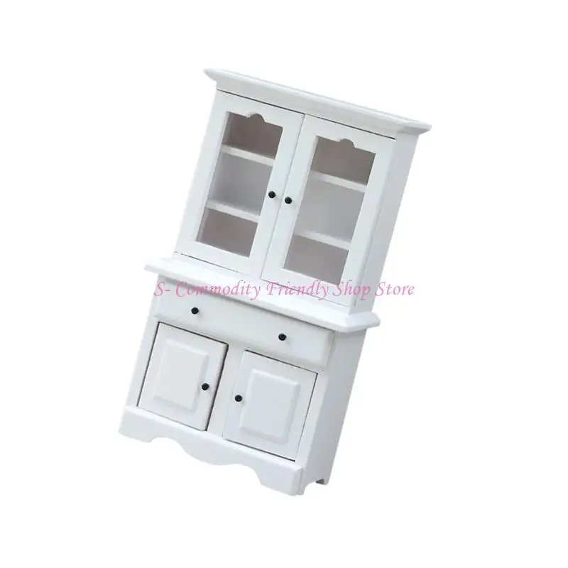 85AE Doll House Furniture Kitchen Storage Cabinet Model Figurine With Functional Door