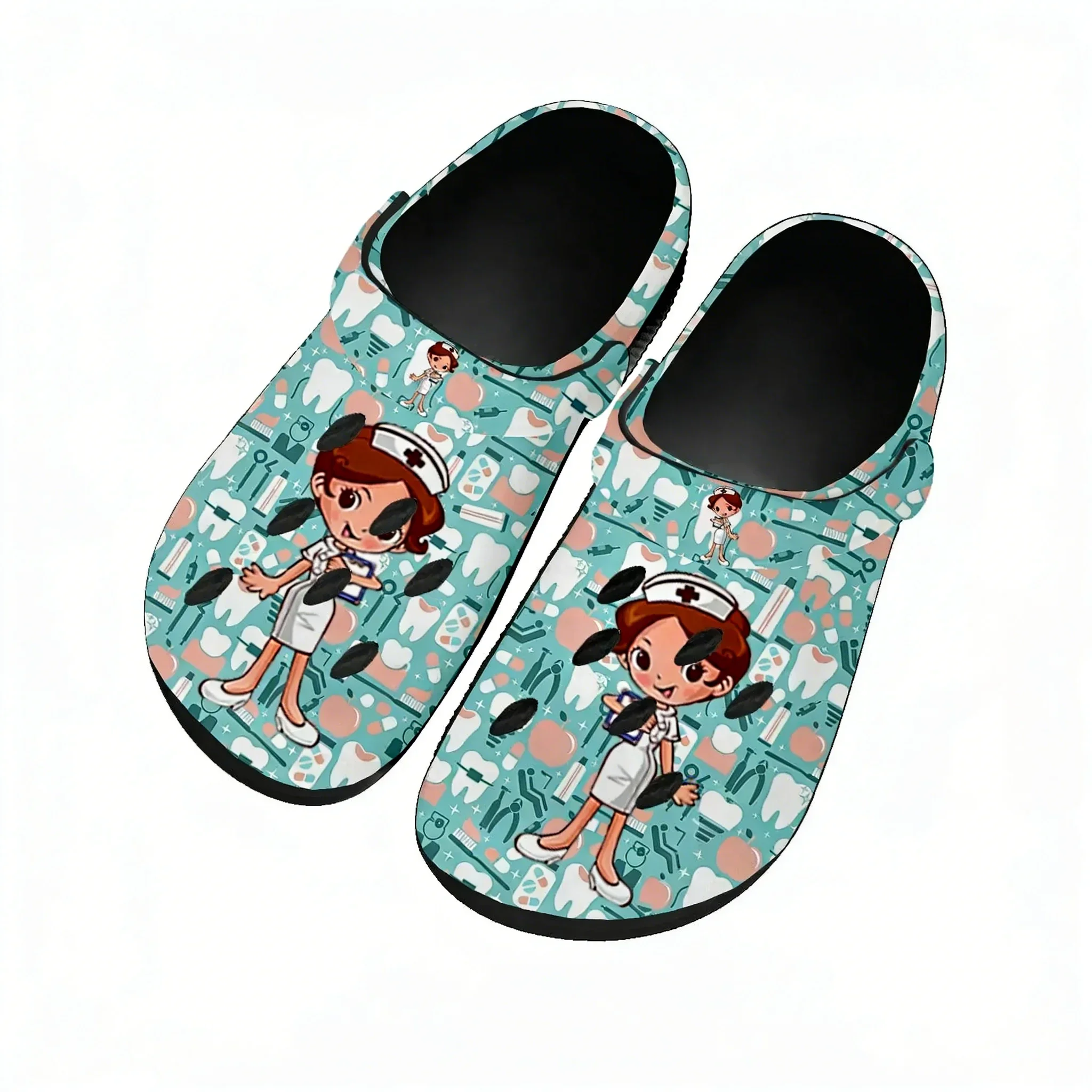 Tooth Dentist Cartoon Pattern Water Shoes Mens Womens Home Garden Clogs Customizd Sandals Beach Breathable Hole Slippers