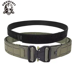 SINAIRSOFT 2 Inch New Tactical Belt Quick Release Metal Buckle Laser MOLLE Mens Multi-camo Belts Hunting clothing Accessories