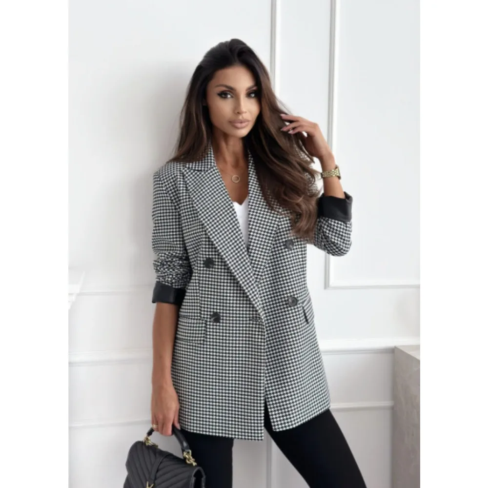 

Double-breasted blazer 2024 autumn and winter new temperament commuting fashion versatile long-sleeved blazer women's clothing