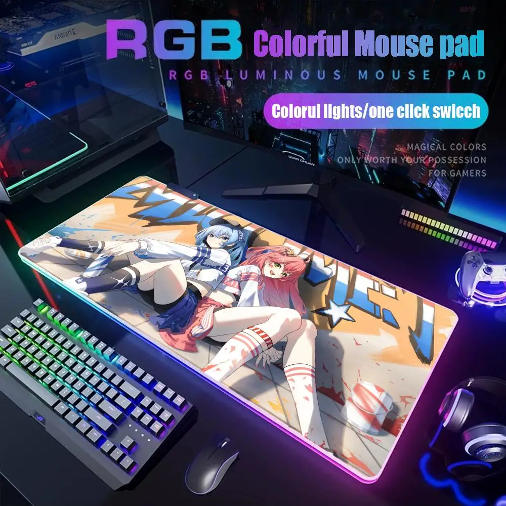 

Коврик для мыши Hololive Hoshimachi Suisei, игровой RGB-коврик для стола, подсветка, светодиодный коврик для мыши, аксессуары для настройки, большой коврик для мыши с подсветкой