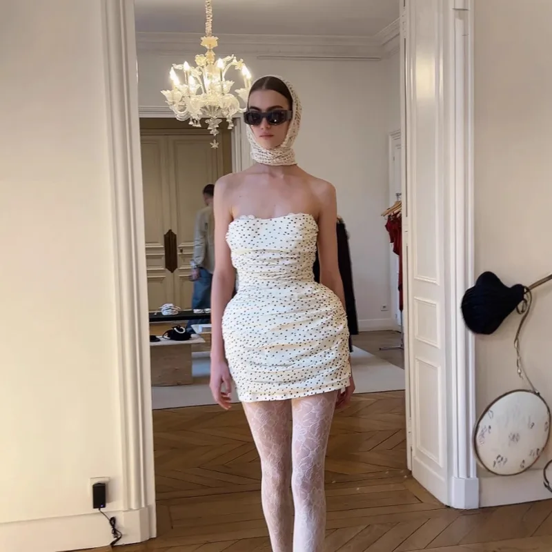 Luxury Magd Floral Print Strapless Dress 2025 New Baddie Xshape Built In Bra Mini Dress Tupe Top Fashion Socialite Party Clothes