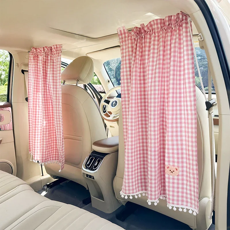 

Cute Cartoon Bear Car Front Rear Partition Curtain - Window Shade Privacy Summer Sunscreen Heat Insulation Accessory