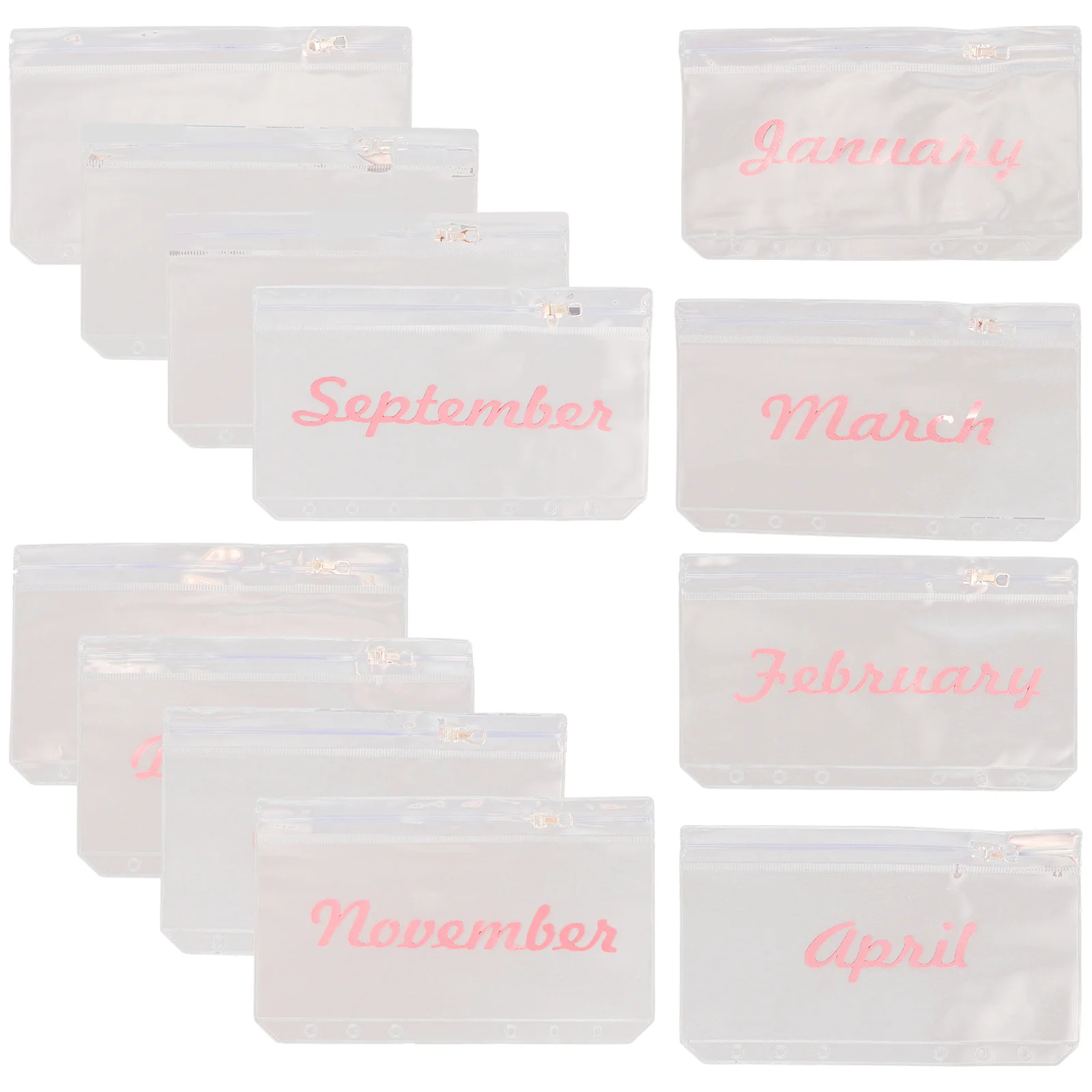 12pcs Budget Envelope Pouch 6-Hole Pvc Reusable Document Pockets For Money Saving Binder Organizer Planner Divider Folder